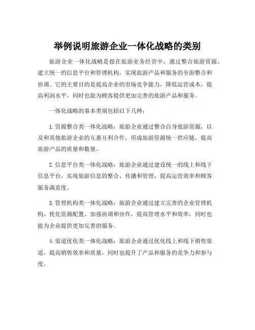 举例说明旅游企业一体化战略的类别