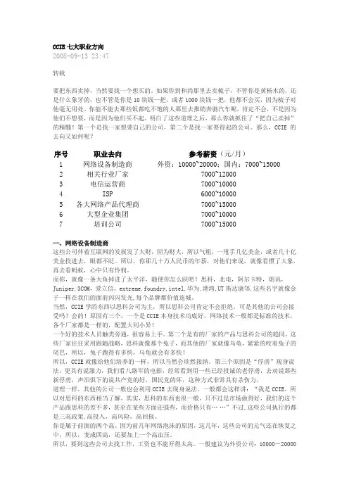 CCIE七大职业方向