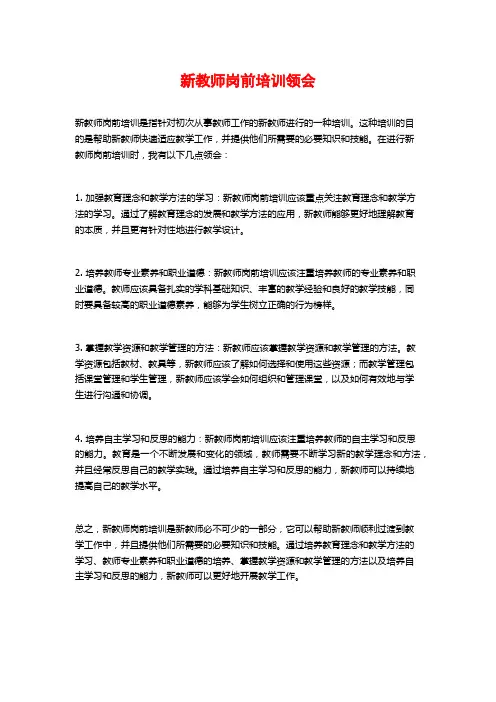 新教师岗前培训领会