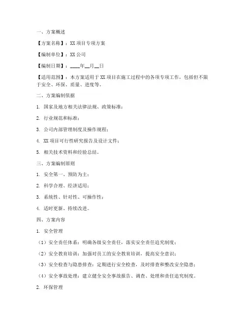 专项方案公司审批范本
