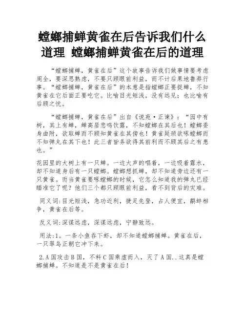 螳螂捕蝉黄雀在后告诉我们什么道理 螳螂捕蝉黄雀在后的道理 