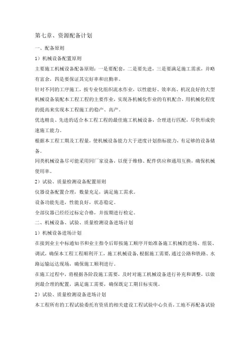 7第七章、资源配备计划