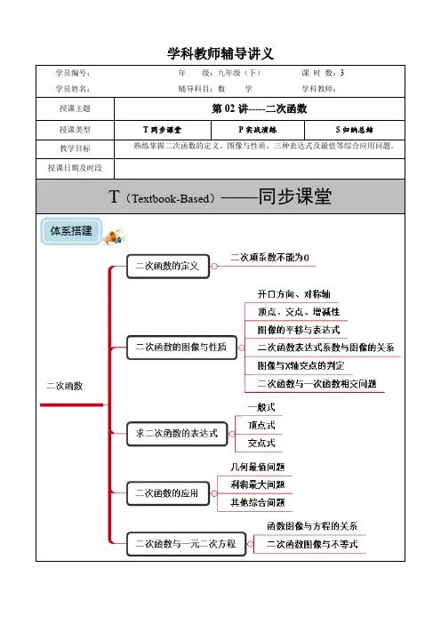 初三数学二次函数讲义