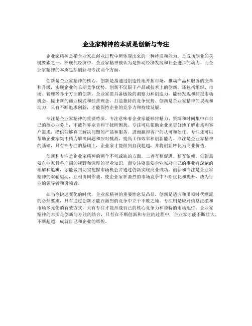企业家精神的本质是创新与专注