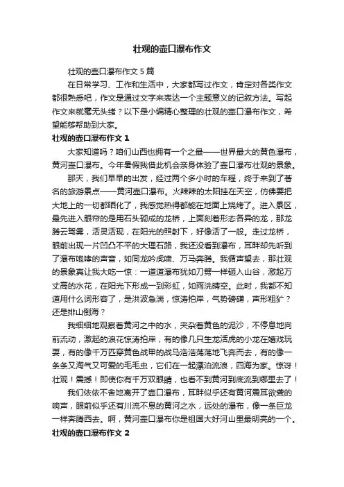 壮观的壶口瀑布作文5篇