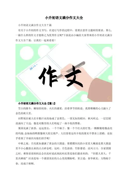 小升初语文满分作文大全