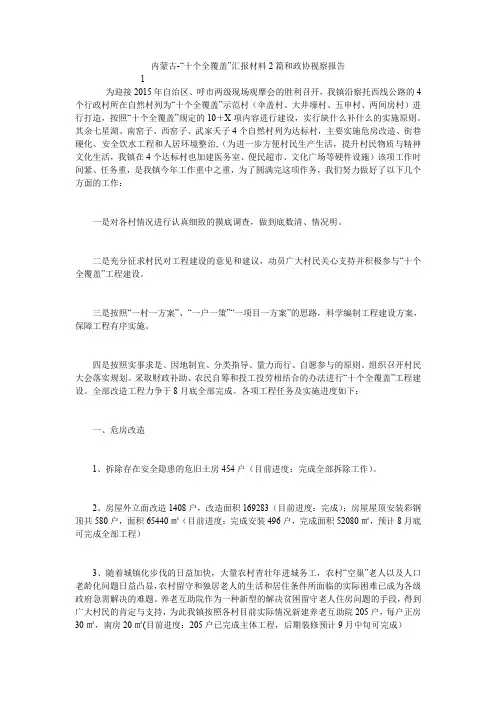 内蒙古-“十个全覆盖”汇报材料2篇和政协视察报告