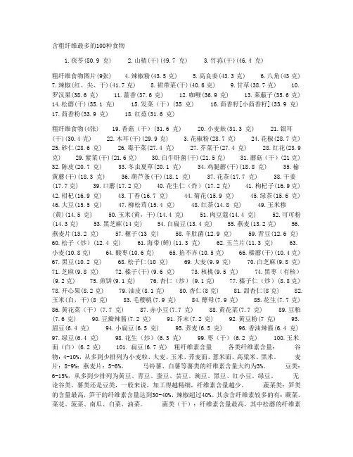 粗纤维食物