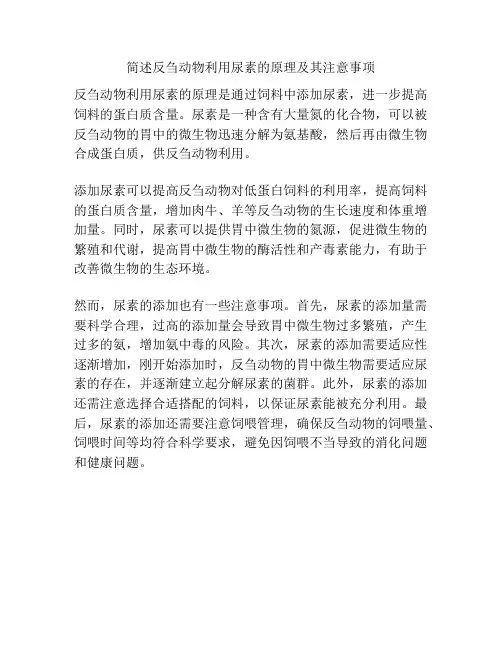 简述反刍动物利用尿素的原理及其注意事项