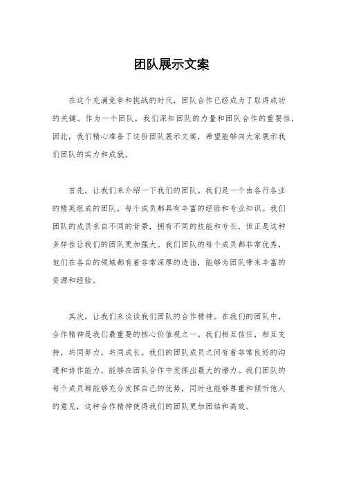 团队展示文案