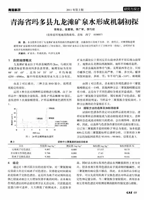 青海省玛多县九龙滩矿泉水形成机制初探