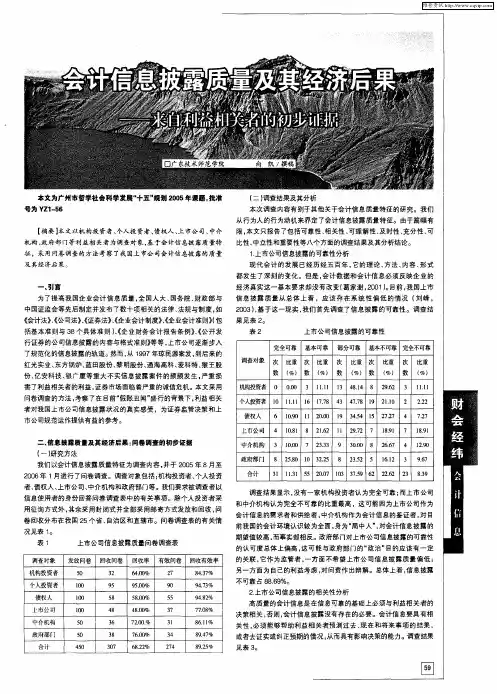 会计信息披露质量及其经济后果——来自利益相关者的初步证据