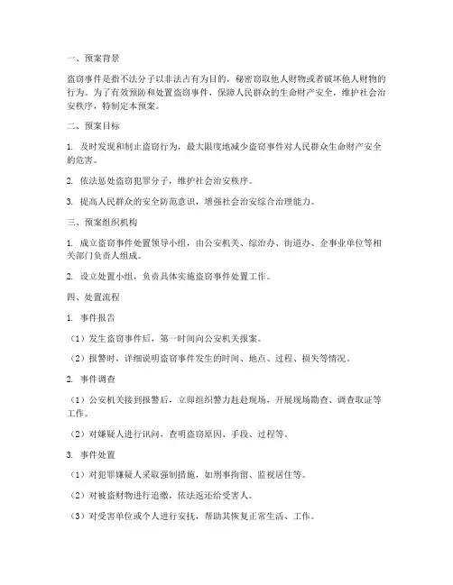 盗窃事件处置预案