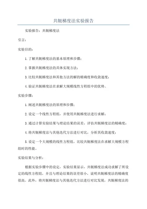 共轭梯度法实验报告