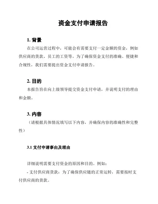 资金支付申请报告