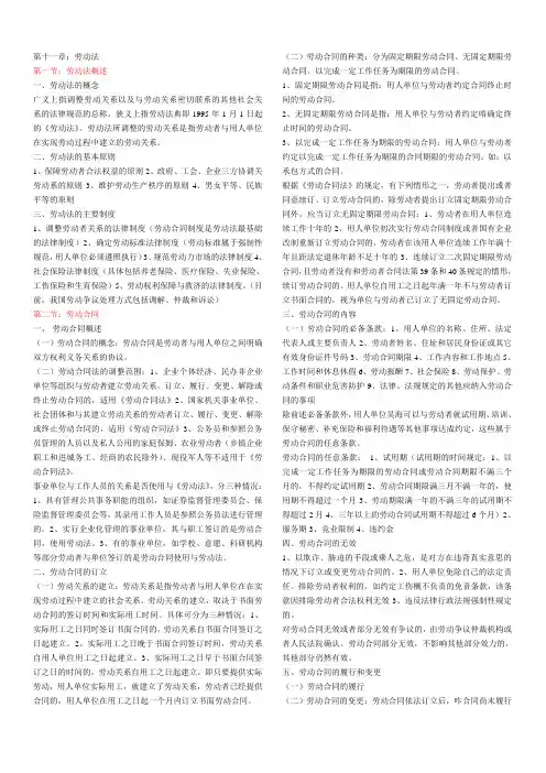 2021年00043经济法概论第十一、十二章重点版(整理