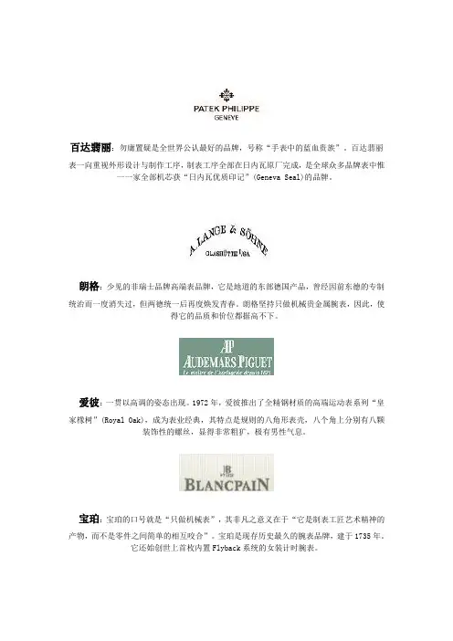 世界名表标志及简介大全