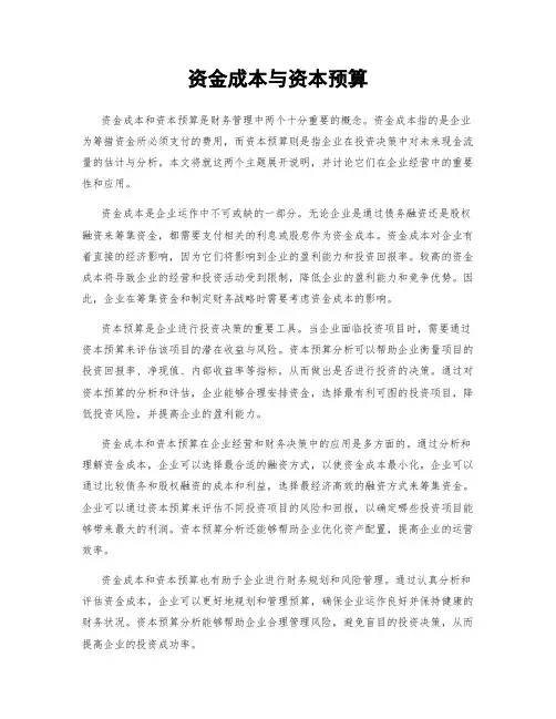 资金成本与资本预算