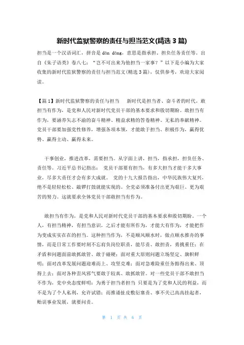 新时代监狱警察的责任与担当范文(精选3篇)