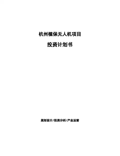 杭州植保无人机项目投资计划书