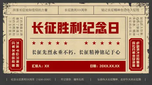 复古风弘扬长征精神纪念长征胜利主题宣传课件