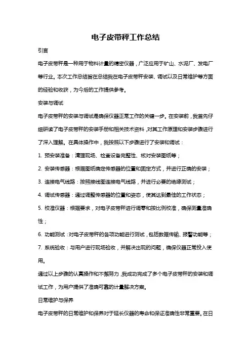 电子皮带秤工作总结