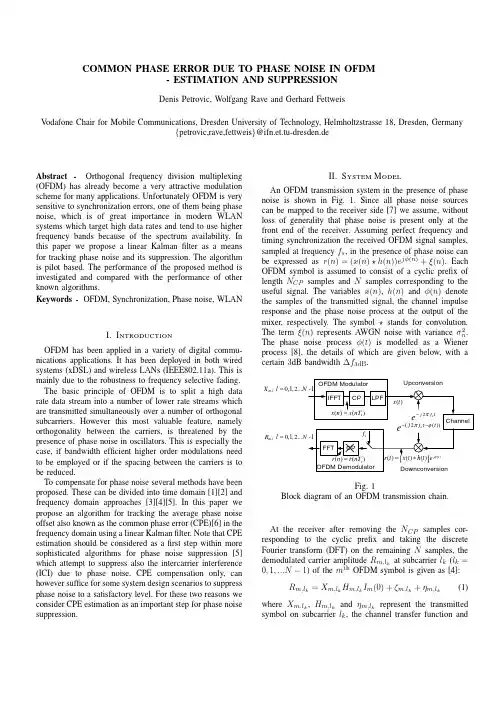 Common Phase Error due to Phase Noise in OFDM - Estimation and Suppression