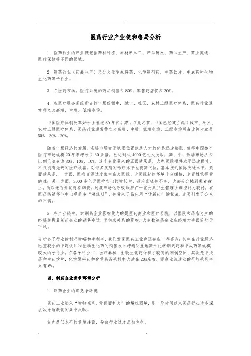 医药行业产业链和格局分析
