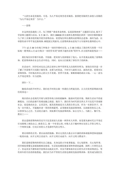 “继承革命精神、弘扬雷锋精神”主题团日活动总结
