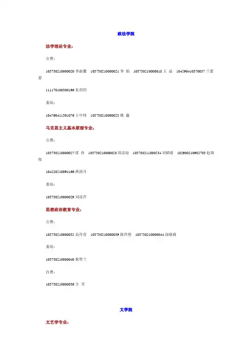 2010录取名单