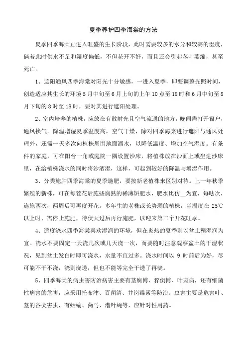 夏季养护四季海棠的方法