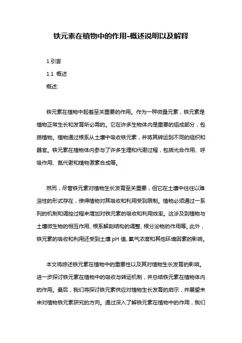铁元素在植物中的作用-概述说明以及解释