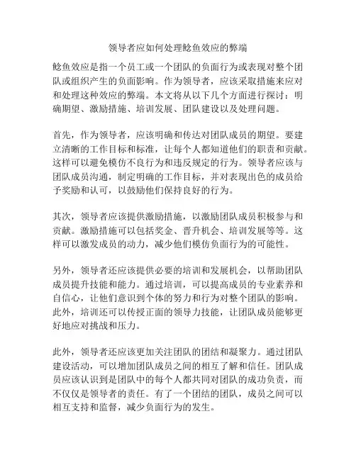 领导者应如何处理鲶鱼效应的弊端