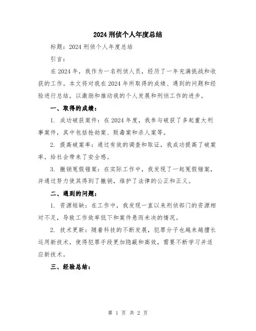 2024刑侦个人年度总结