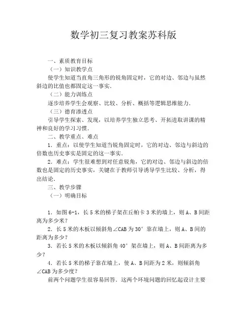 数学初三复习教案苏科版