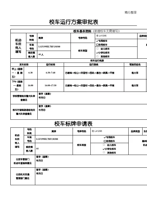 校车运行线路表格模板、申请表格模板 2