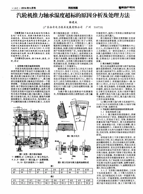 汽轮机推力轴承温度超标的原因分析及处理方法