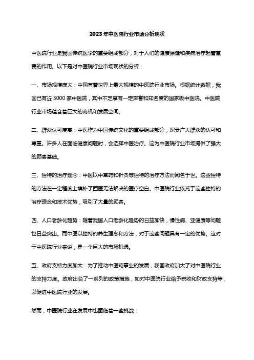 2023年中医院行业市场分析现状