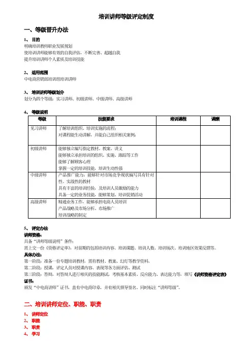 培训讲师等级评定制度