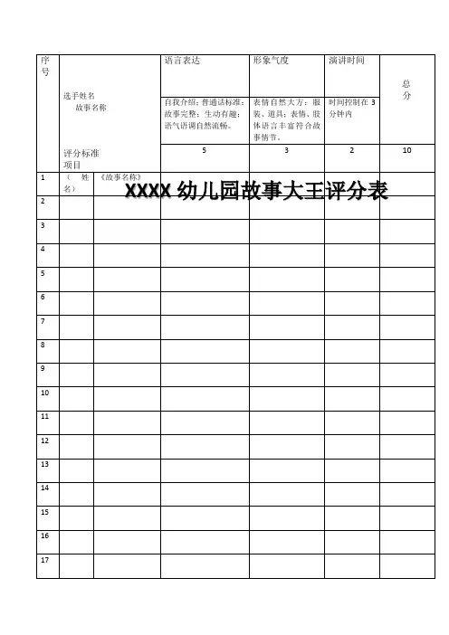 幼儿园故事比赛评分表