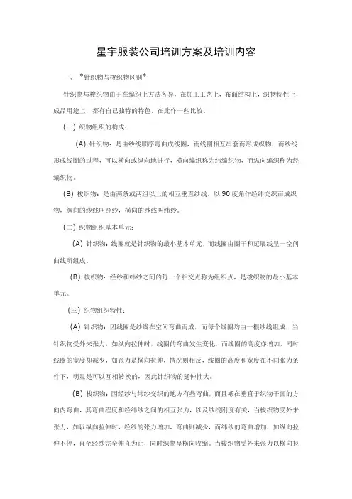 服装 公司 培训内容及方案