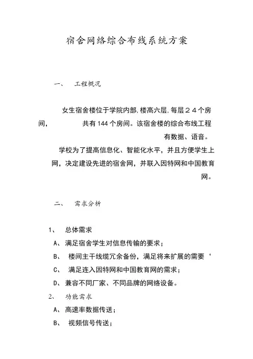 宿舍网络综合布线系统方案