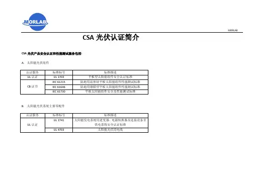 太阳能组件CSA认证简介