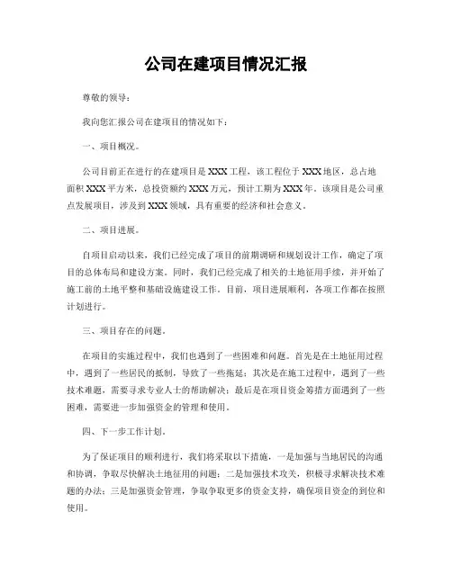 公司在建项目情况汇报