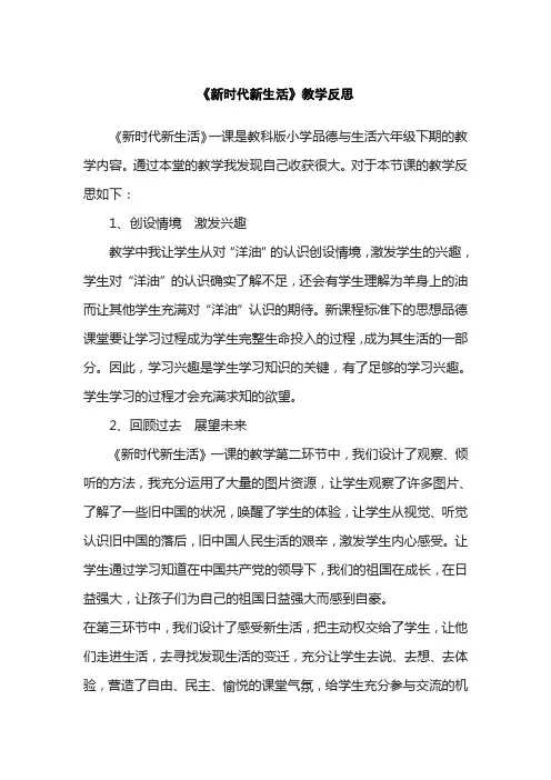 《新时代新生活》教学反思