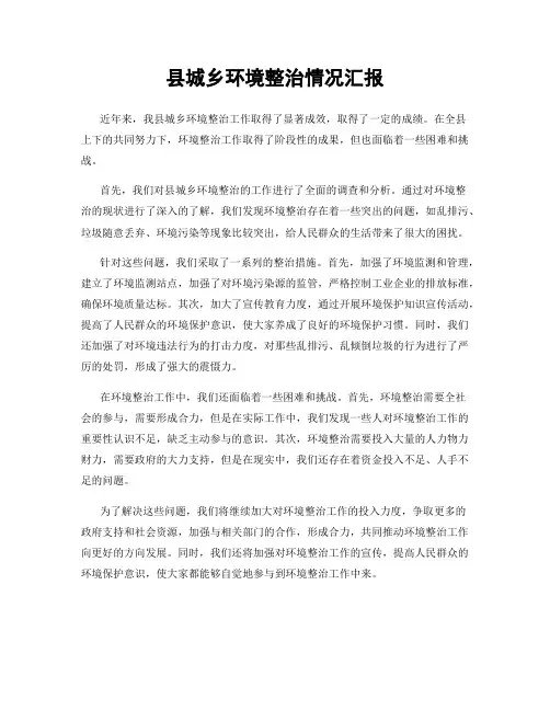 县城乡环境整治情况汇报