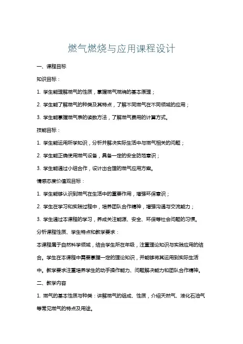 燃气燃烧与应用课程设计