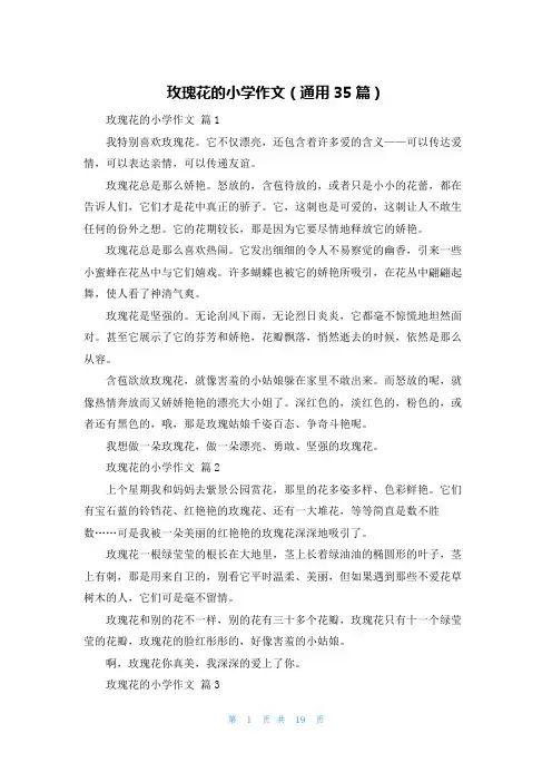 玫瑰花的小学作文（通用35篇）