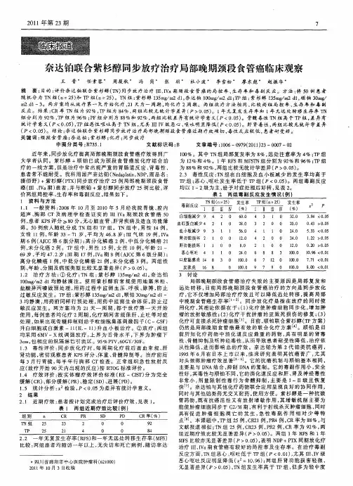 奈达铂联合紫杉醇同步放疗治疗局部晚期颈段食管癌临床观察