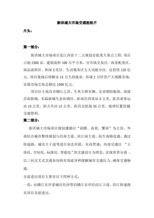 新洪城大市场交通三维片文案
